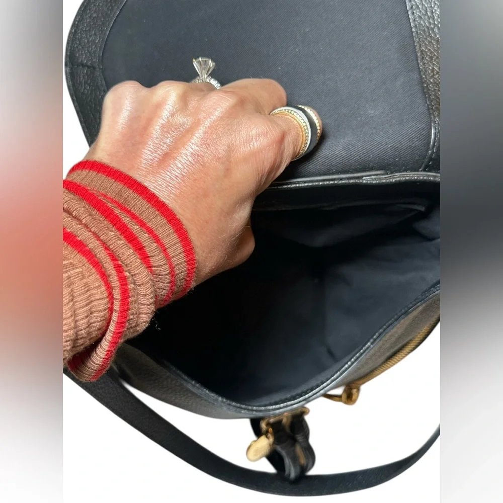 See By Chloe Olga Large Leather Black Backpack with Gold Accents